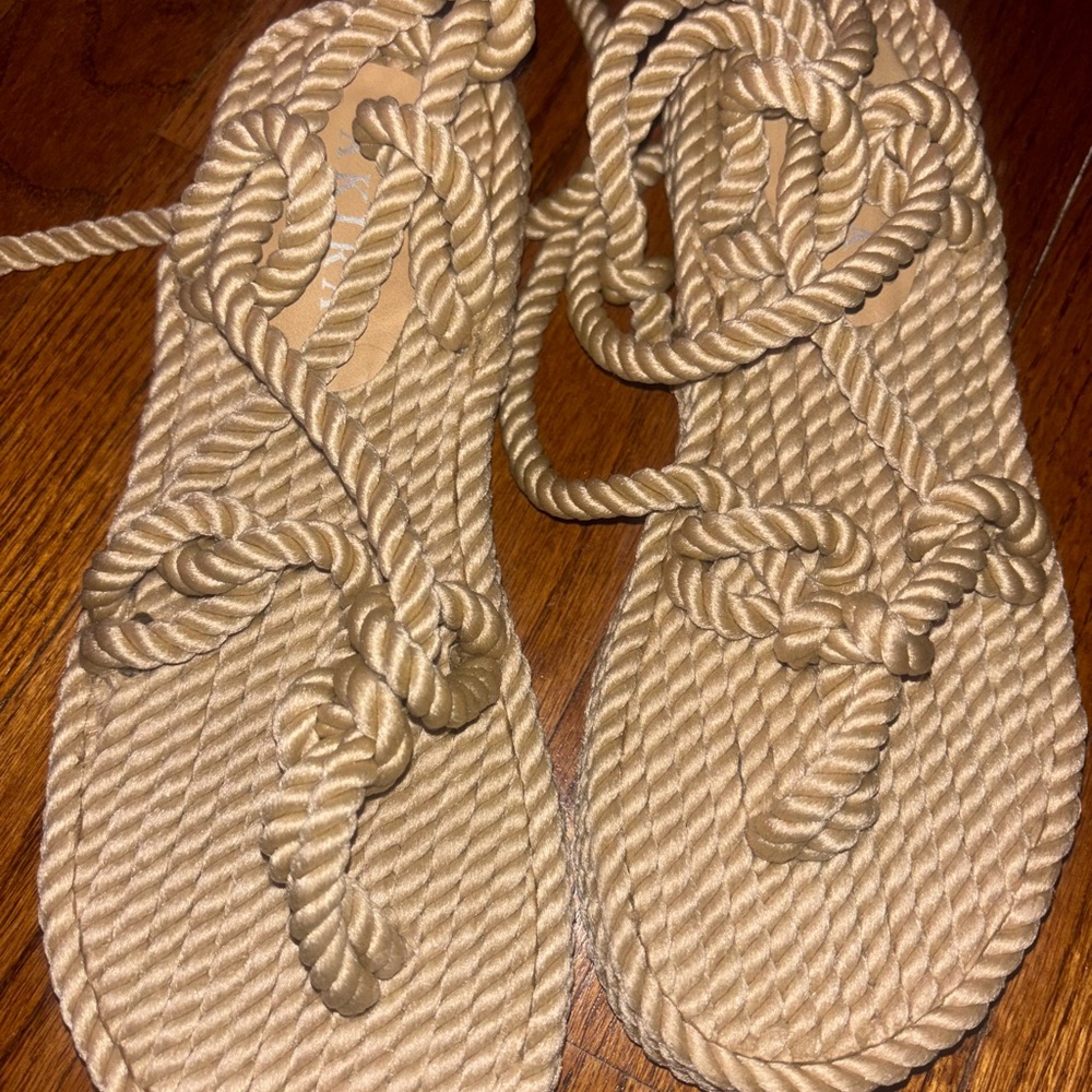 Akira keona beige rope flat sandal